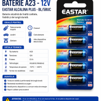 Baterie A23 12V Eastar set 5 bucati alcalina