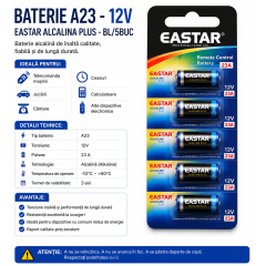 Baterie A23 12V Eastar set 5 bucati alcalina