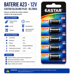 Baterie A23 12V Eastar set 5 bucati alcalina