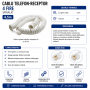 Cablu telefon fix receptor 4 fire spiralat alb 4.5m