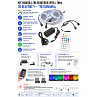 Kit banda led rgb 10m 5050 IP65 Bluetooth telecomanda