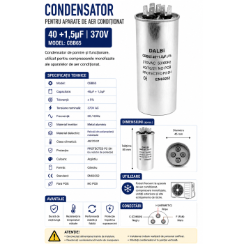 Condensator aparat aer conditionat 40+1.5uF CBB65