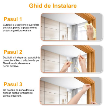 Garnitura etansare autoadeziva alba 9x6mm, 10m, pentru usi si ferestre