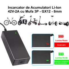 Incarcator Li-ion 42V-2A cu mufa GX12 pentru e-bike