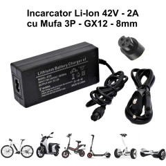 Incarcator Li-ion 42V-2A mufa GX12-3P 8mm profesional