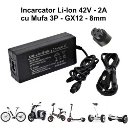 Incarcator Li-ion 42V-2A mufa GX12-3P 8mm profesional