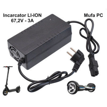Incarcator Li-ion 67,2V 3Ah cu mufa PC inteligent