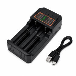 Incarcator acumulatori 18650 Li-ion 2 sloturi USB-C