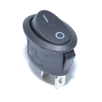 Buton oval negru, 24x13x30 mm, 6A-250V