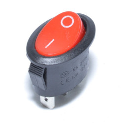 Buton oval rosu, 24x13x30 mm, 6A-250V