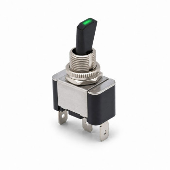 Intrerupator 12V cu LED verde, maneta ON/OFF, 30A, 3 pini