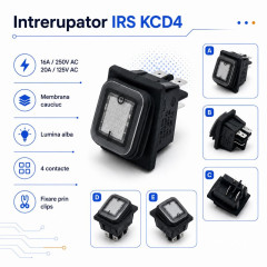 Intrerupator IRS KCD4 16A 250V cu LED alb