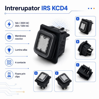 Intrerupator IRS KCD4 16A 250V cu LED alb