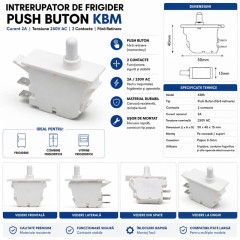 Intrerupator lumina frigider KBM 2A 250V push alb