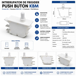 Intrerupator lumina frigider KBM 2A 250V push alb