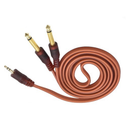 Cablu audio jack 3.5mm la 2 jack 6.3mm tata, siliconat 1.5m