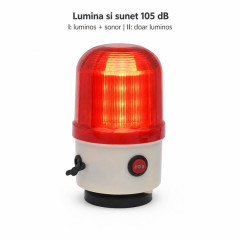 Lampa avertizare luminoasa si sonora 105 dB, acumulator 2000mAh, magnet, ND-10J-B