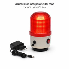Lampa avertizare luminoasa si sonora 105 dB, acumulator 2000mAh, magnet, ND-10J-B