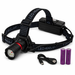 Lanterna vanatoare frontala LED 4 culori USB-C zoom 18650