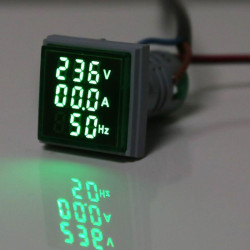 Voltmetru ampermetru frecventa 3 in 1 AC verde 60-500V 100A 22mm