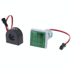 Voltmetru ampermetru frecventa 3 in 1 AC verde 60-500V 100A 22mm