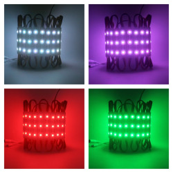 Modul LED RGB 5050 IP67 12V cu lupa, set 20 module, adeziv 3M