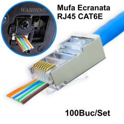 Mufa FTP UTP CAT6E RJ45 8P8C metalica, set 100 bucati