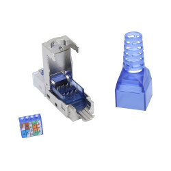 Mufa RJ45 CAT7 SFTP fara sertizare, metalica albastra, ecranata