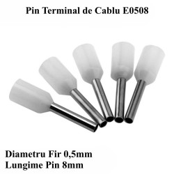 Pini terminali E0508 albi 100b/set pentru cabluri