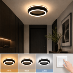 Plafoniera neagra rotunda 41W 2000lm, 3000K/4000K/6500K, 240x80mm
