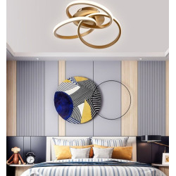 Plafoniera dormitor aurie LED moderna cu telecomanda 84W
