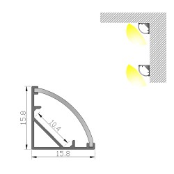 Profil colt banda LED 2m de aluminiu