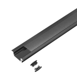 Profil led incastrat de aluminiu negru pentru banda led