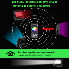 Proiector smart LED RGBCW 20W Bluetooth IP66 exterior