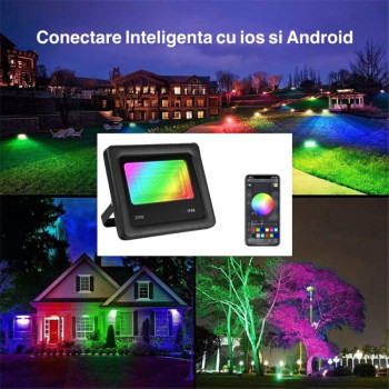 Proiector smart LED RGBCW 20W Bluetooth IP66 exterior