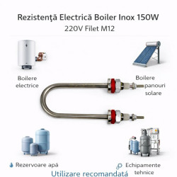 Rezistenta Boiler inox 150W 220V filet M12 tip U