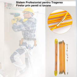 Bara din fibra de sticla pentru cabluri 10m cu capete filetate
