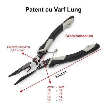 Cleste profesional cu varf lung CR-V – multifunctional si rezistent