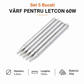 Varfuri letcon set 5 buc 60W 5.4mm x 70mm conice
