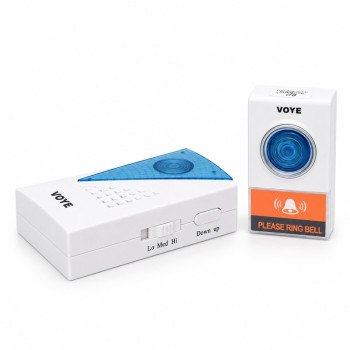Sonerie fara fir V001A, 38 melodii, volum reglabil 3 trepte, raza 100m, alba