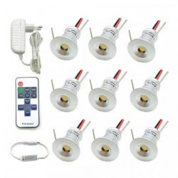 Kit 9 mini spoturi LED dimabile cu transformator si telecomanda
