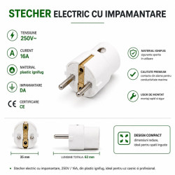 Stecher electric 16A 250V cu impamantare iesire laterala