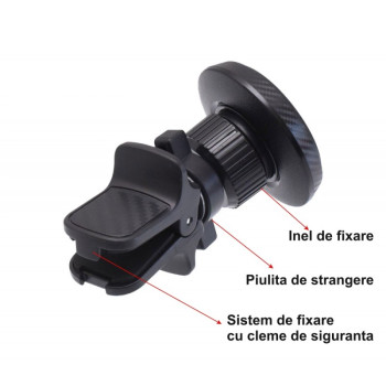 Suport telefon auto magnetic B075 cu prindere aerisire 360°
