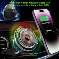 Suport telefon cu incarcare wireless 20W si aromaterapie auto