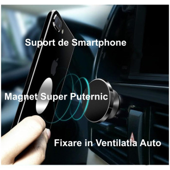 Suport magnetic telefon Air-vent cu prindere aerisire 360°