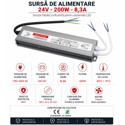 Sursa Alimentare 24V-200W / 8,3A IP67
