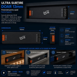 Sursa alimentare 12v 200W 16.6A ultra slim 13mm