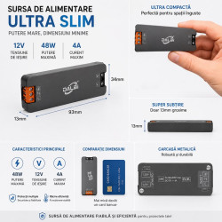 Sursa alimentare 12v 48W 4A ultra slim 13mm DALBI