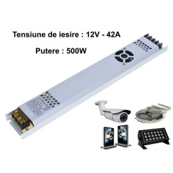 Sursa alimentare 12v 500w slim 42a aluminiu pentru banda LED interior