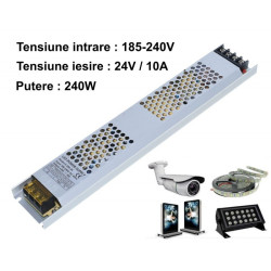 Sursa 24v 10a 240w slim aluminiu pentru banda LED interior